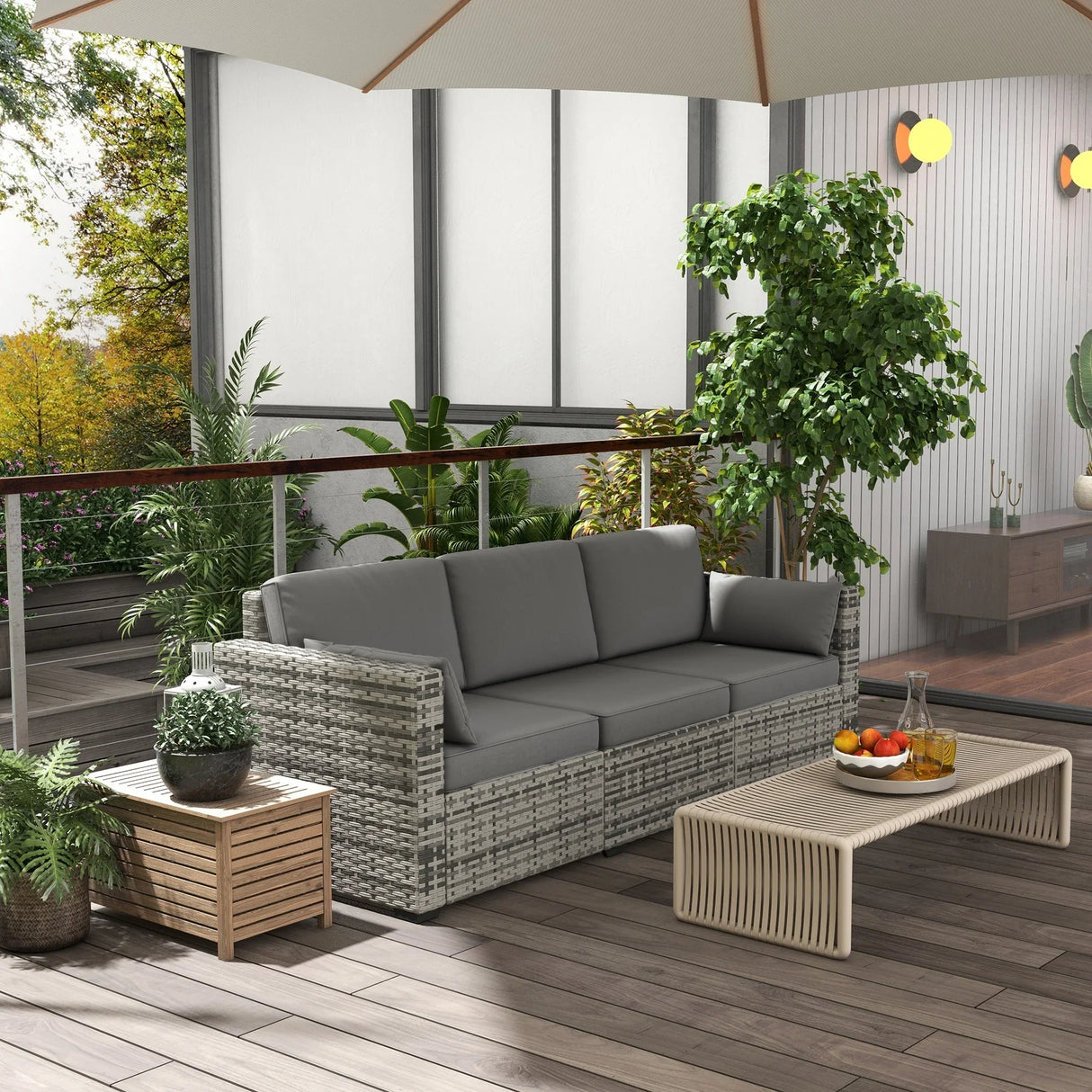 Wicker Outdoor Sofa - Gray - Furniture Home Direct