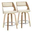 Cecina - Mid-Century Modern Fixed Height Counter Stool With Swivel With Round Footrest (Set of 2) - Zebra / Cream - Furniture Home Direct