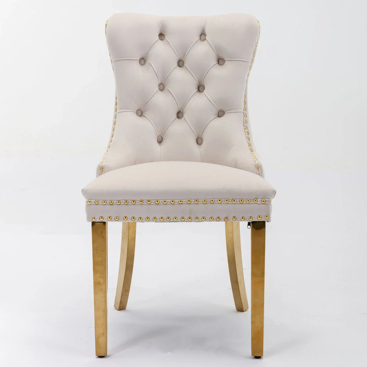 Nikki - Modern, High-End Tufted Solid Wood Contemporary Velvet Upholstered Dining Chair With Golden Stainless Steel Plating Legs, Nailhead Trim (Set of 2) - Furniture Home Direct
