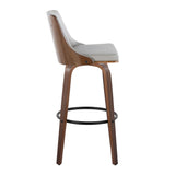 Gianna - Mid-Century Modern Fixed Height Barstool & Swivel With Round Footrest (Set of 2) - Walnut / Light Gray - Furniture Home Direct