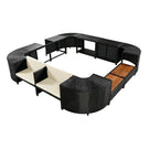 Spa Surround Spa Frame Quadrilateral Outdoor Rattan Sectional Sofa Set With Mini Sofa, Wooden Seats And Storage Spaces - Furniture Home Direct