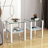 Glass Two Layer Tea Table, Small Round Table, Bedroom Corner Table, Living Room Side Table - Furniture Home Direct