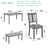 6 Pieces Kitchen Dining Set, Rectangular Wooden Dining Table With 4 Upholstered Chairs And A Bench - Furniture Home Direct