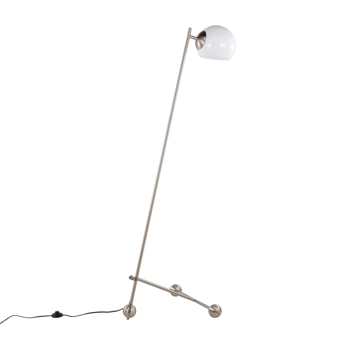 Eileen - Contemporary Floor Lamp - Nickel / White - Furniture Home Direct