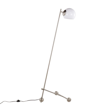 Eileen - Contemporary Floor Lamp - Nickel / White - Furniture Home Direct