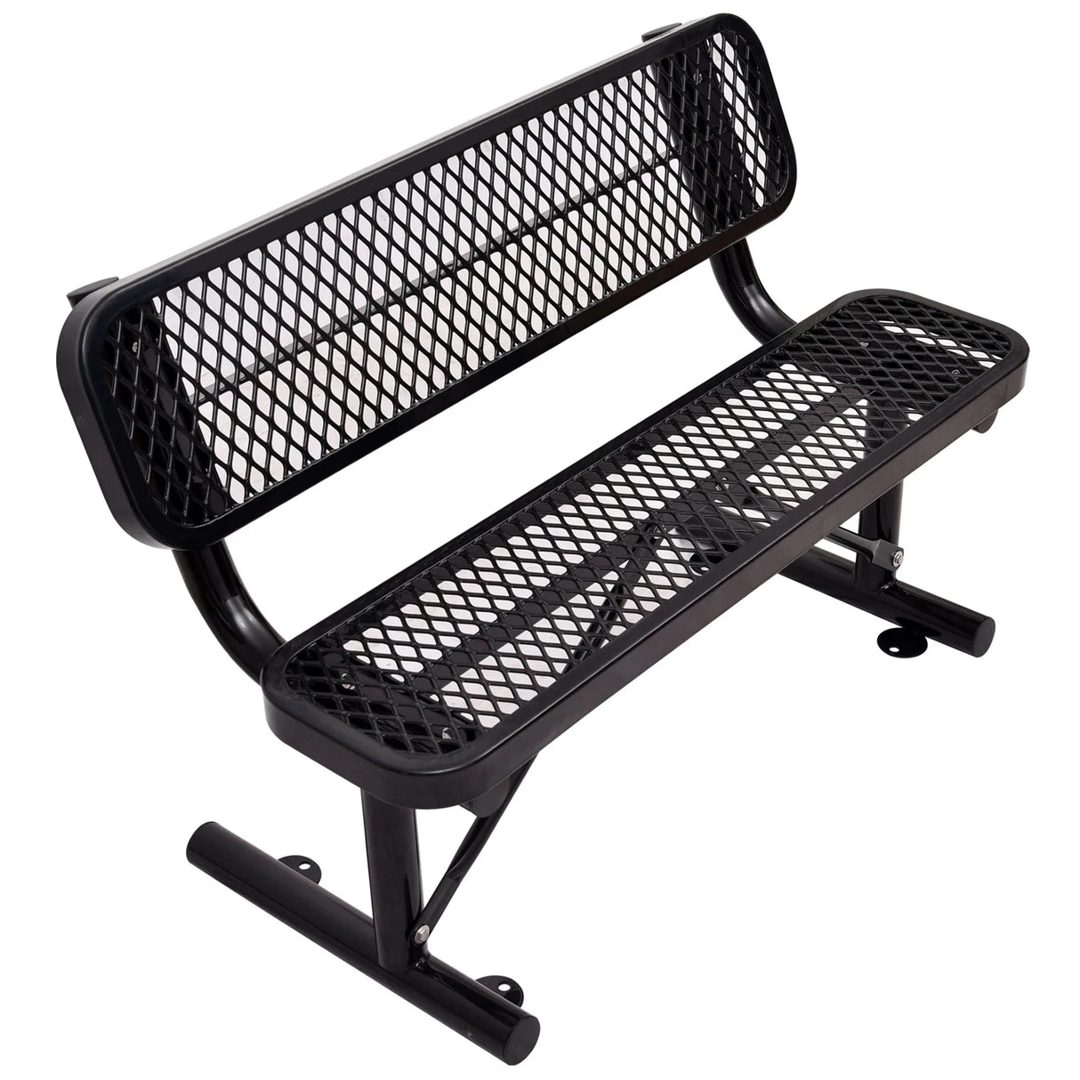 6' Outdoor Steel Bench With Backrest - Furniture Home Direct