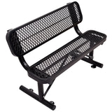 6' Outdoor Steel Bench With Backrest - Furniture Home Direct