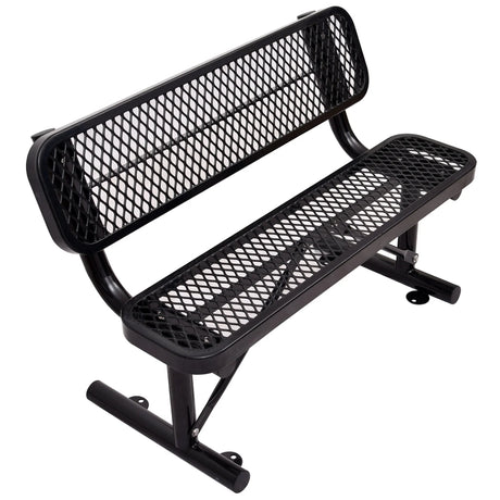 6' Outdoor Steel Bench With Backrest - Furniture Home Direct