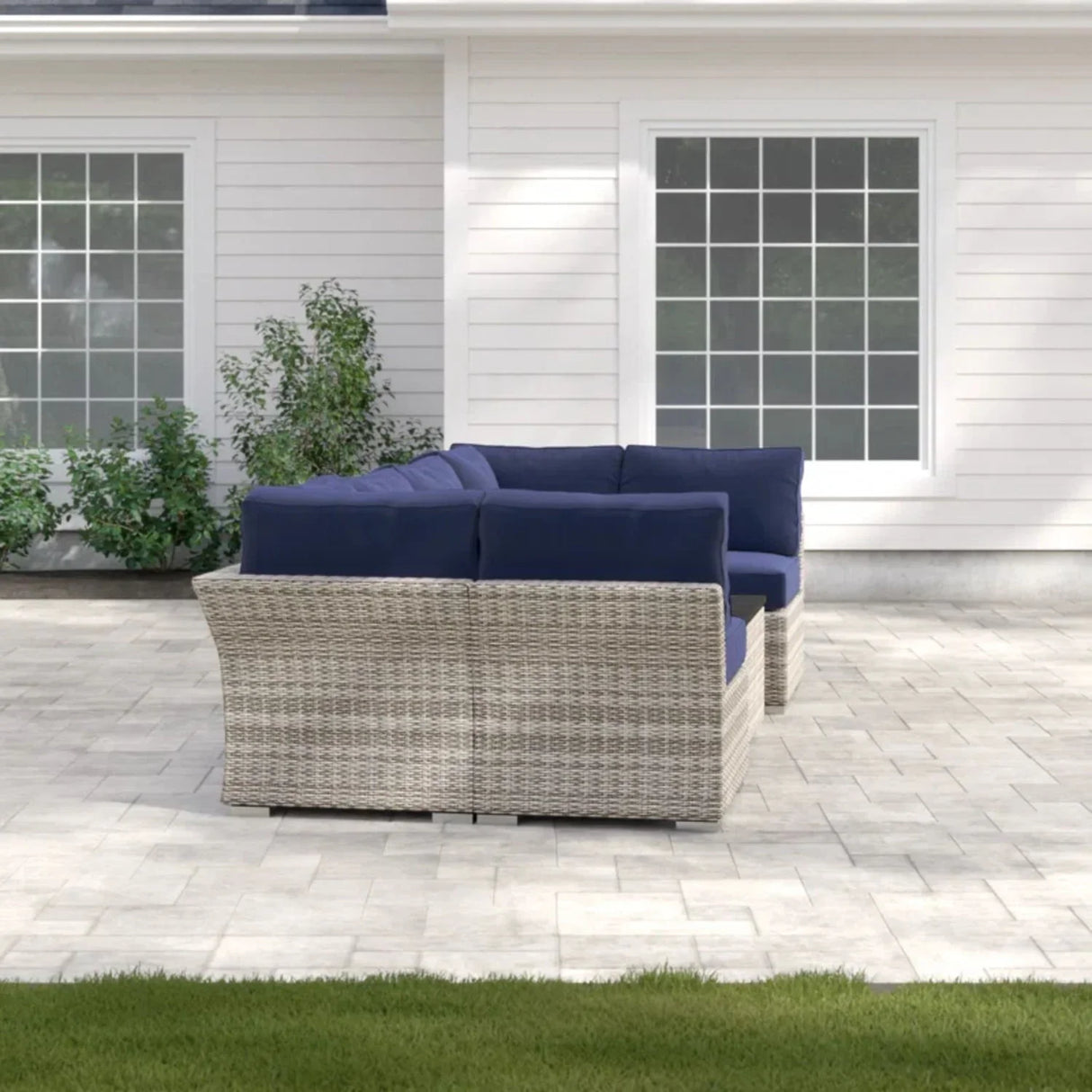 Wicker Sectional Sofa With Cushions And Table - Furniture Home Direct
