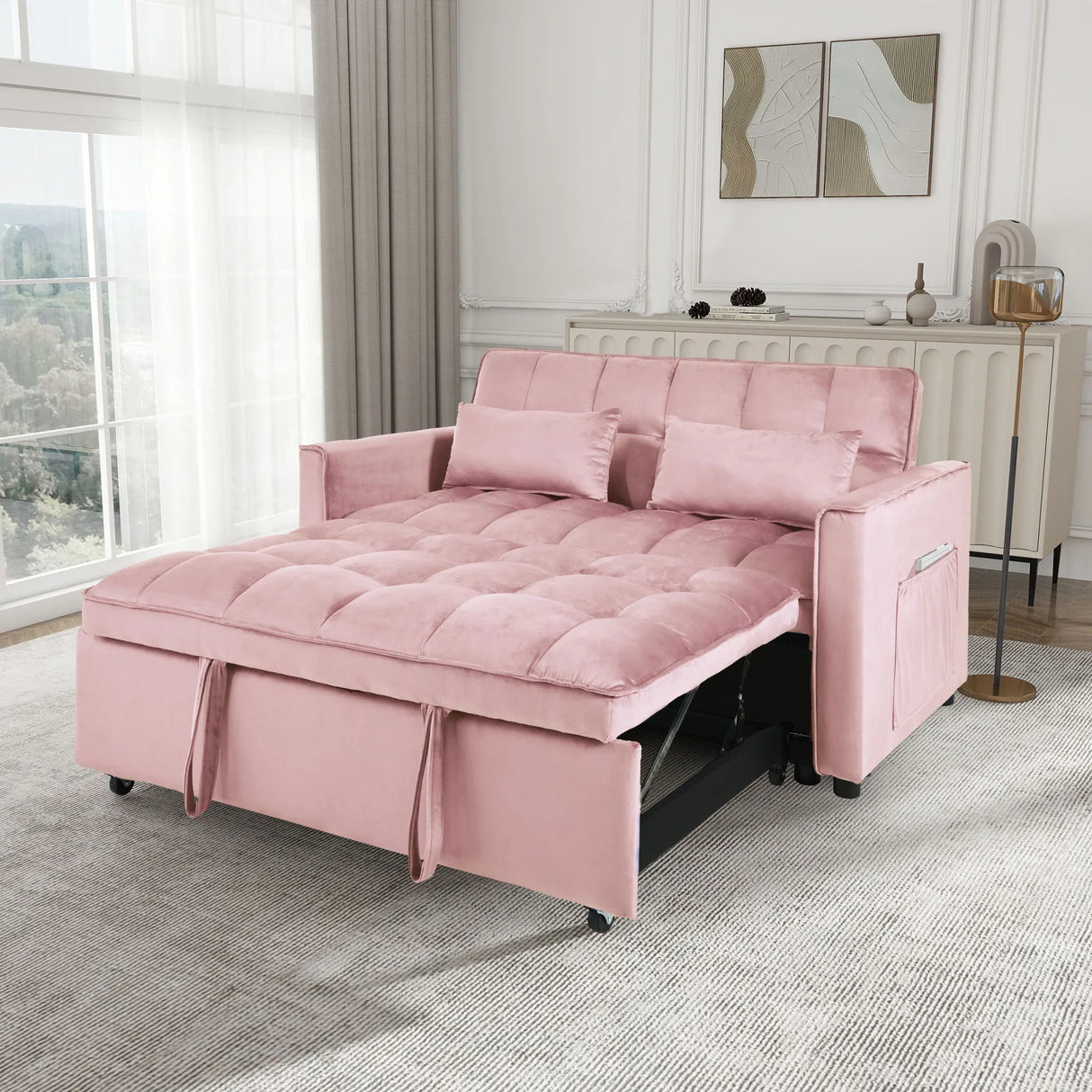 3 In 1 Pull Out Couch Convertible Sofa Bed With Reclining Backrest - Furniture Home Direct