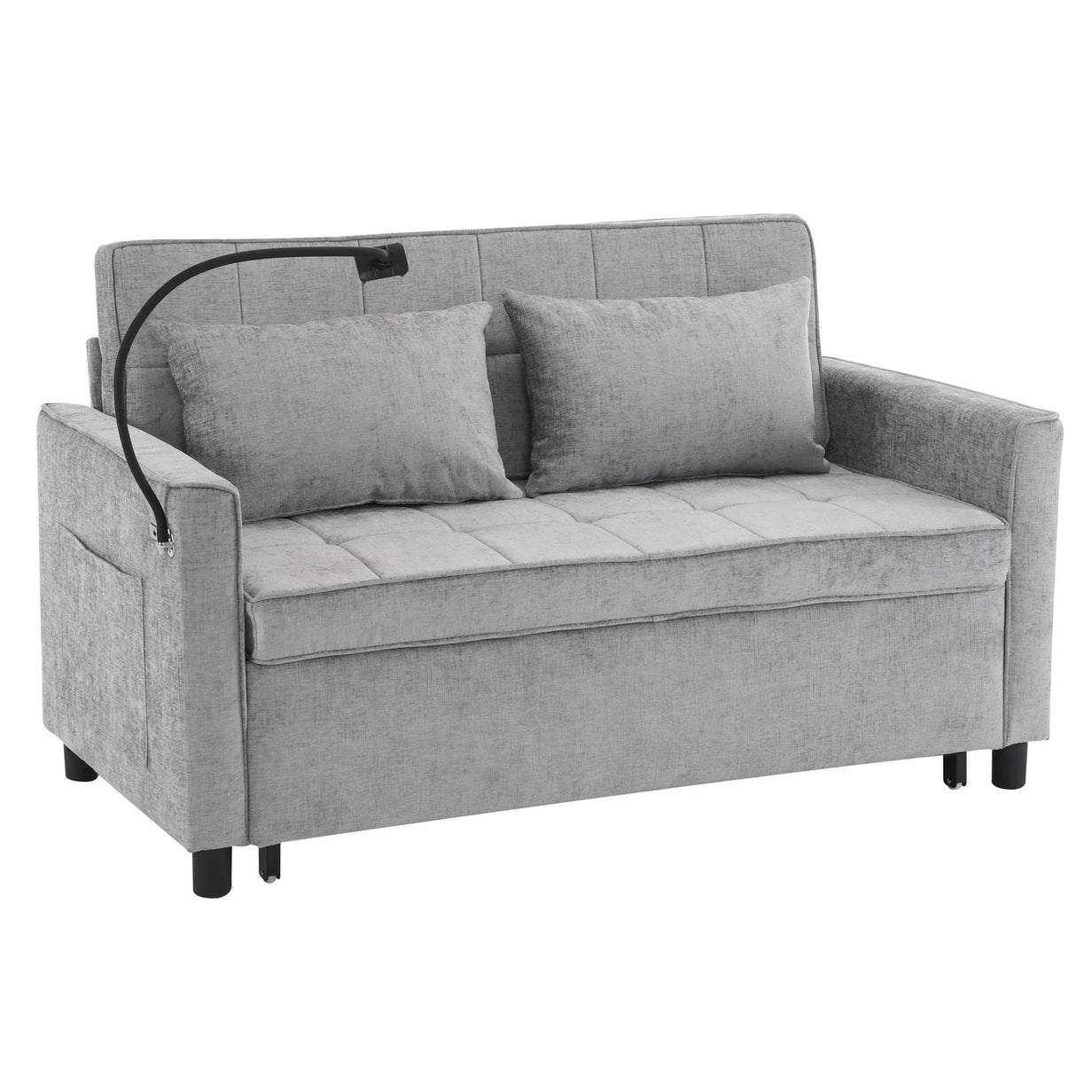 Pull-Out Sleeper Sofa With Reversible Backrest Cushion, Side Pockets, 2 USB Ports And A Phone Holder For Living Room - Furniture Home Direct