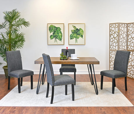 Dining Set With Wood Table And Upholstered Chairs Gray - Furniture Home Direct