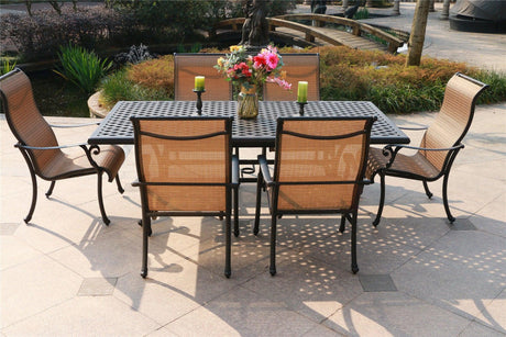 Rectangular 6 Person 85.83" Long Aluminum Dining Set - Furniture Home Direct