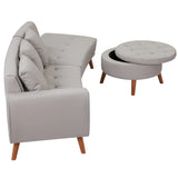 107 Inch Contemporary Sofa With Round Storage Ottoman Grey - Furniture Home Direct