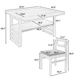5 Piece Extendable Wood Square Dining Table Set With 2 Drop Leaves - Furniture Home Direct