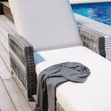 Outdoor Long Reclining Chaise - Beige - Furniture Home Direct