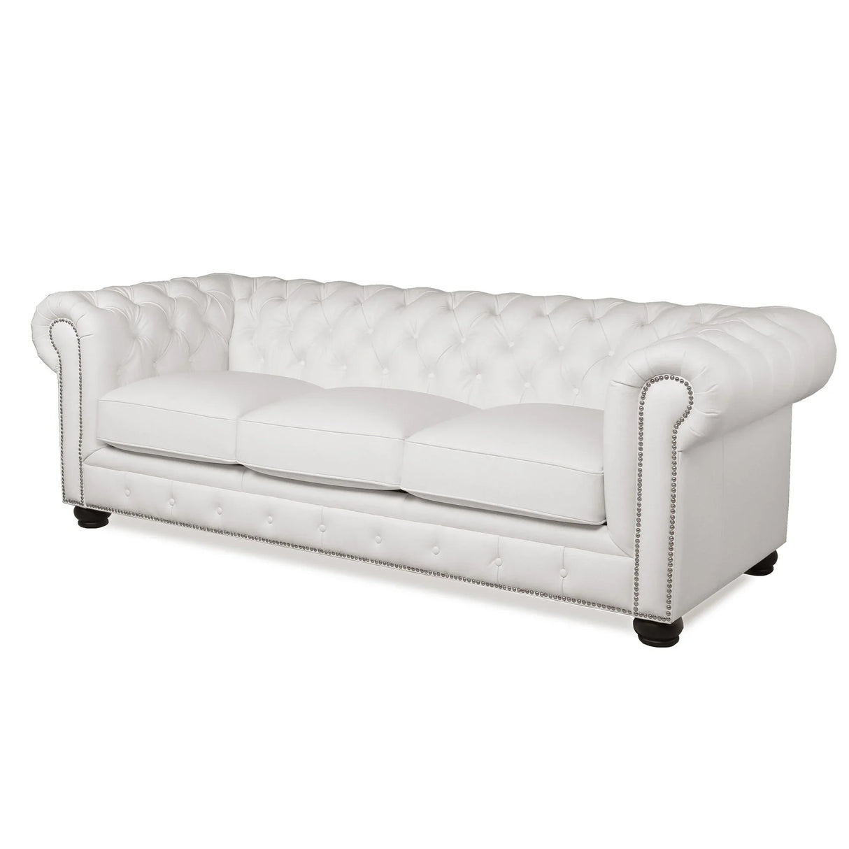 Traditional Tufted Leather Chesterfield Nailhead Sofa - Furniture Home Direct