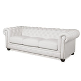 Traditional Tufted Leather Chesterfield Nailhead Sofa - Furniture Home Direct