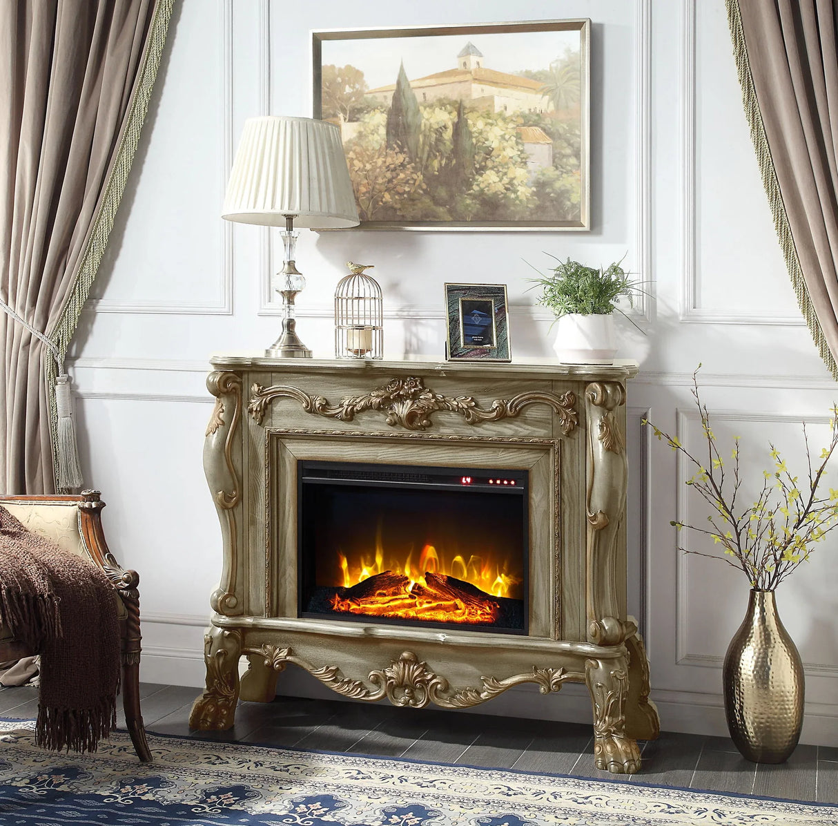 Dresden - Fireplace - Gold Patina - Furniture Home Direct