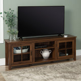 Modern Farmhouse 2 Door Glass Windowpane 70" TV Stand For 80" TVs - Furniture Home Direct