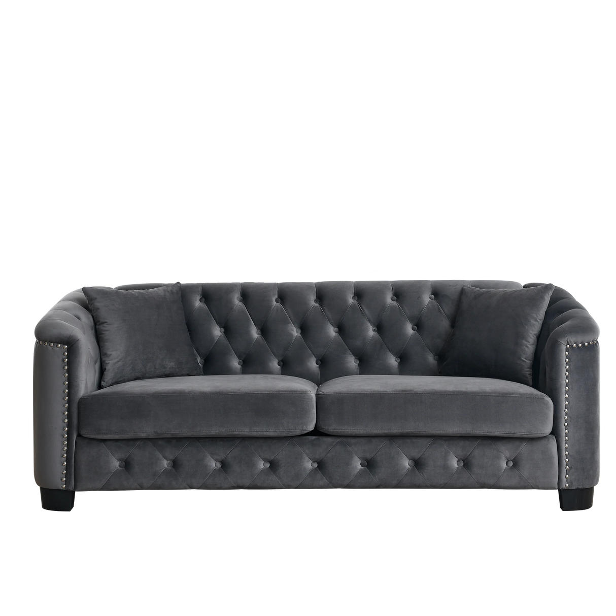 Living Room Set with 2 Sofas - Velvet Grey - Furniture Home Direct