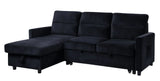 Ivy - Velvet Reversible Sleeper Sectional Sofa With Storage Chaise And Side Pocket - Furniture Home Direct