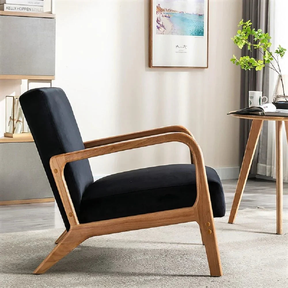 Classic Mid-Century Modern Accent Chairs, Open Framed Armchair With Cushioning - Furniture Home Direct
