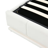 Platform Bed Tufted Upholstered Hydraulic Storage White - Furniture Home Direct