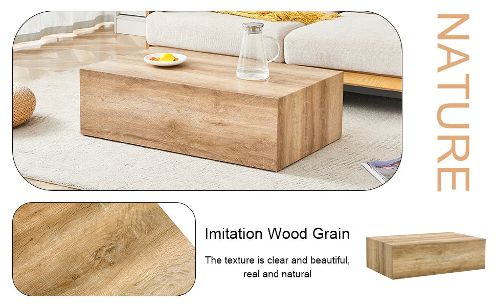 Coffee Table Minimalist Rectangular Design Light Wood - Furniture Home Direct