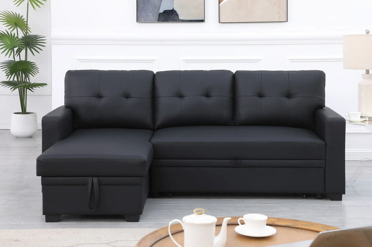Upholstered Pull Out Sectional Sofa With Chaise - Furniture Home Direct