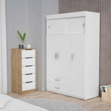 Armoire With Upper Cabinets And Dresser Two Piece Set White - Furniture Home Direct