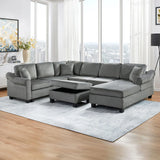 Contemporary U - Shaped Sectional Sofa With Movable Storage Ottoman - Furniture Home Direct