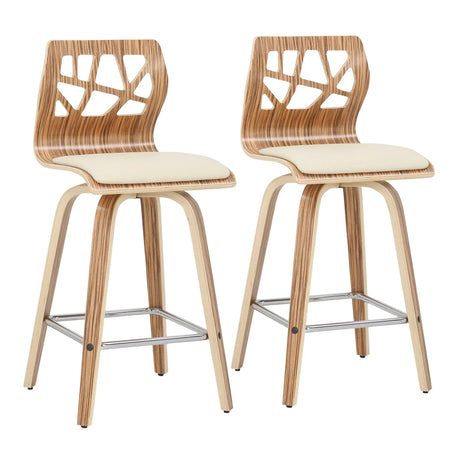 Folia - Mid Century Modern Counter Stool With Footrest (Set of 2) - Furniture Home Direct