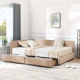 Mid-Century Storage Upholstered Tufted Bed Frame With Backrest And Armrests - Furniture Home Direct