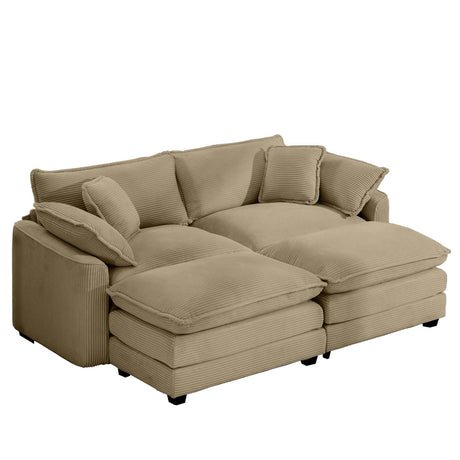 Modern Oversized Modular Cushion Sofa With Ottoman, Low Back, Deep Seating Sofa Set - Furniture Home Direct