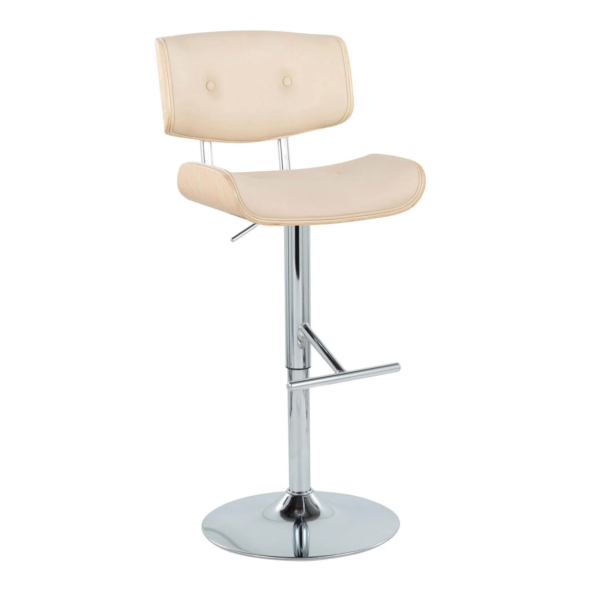 Lombardi - Contemporary Adjustable Barstool With Swivel With Straight T Footrest (Set of 2) - Furniture Home Direct