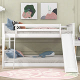 Full Over Full Bunk Bed With Convertible Slide And Ladder - White - Furniture Home Direct