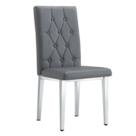 Vintage Style Armless Dining Chairs Set With Grid And Buckle Design - Furniture Home Direct