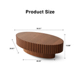Coffee Table Oval Wood Slatted Rivet Detail Modern Brown - Furniture Home Direct