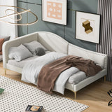 Upholstered Daybed With Headboard And Armrest, Support Legs - Furniture Home Direct