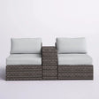 2 Person Wicker Conversation Set With Cushions, Weather Resistant - Furniture Home Direct
