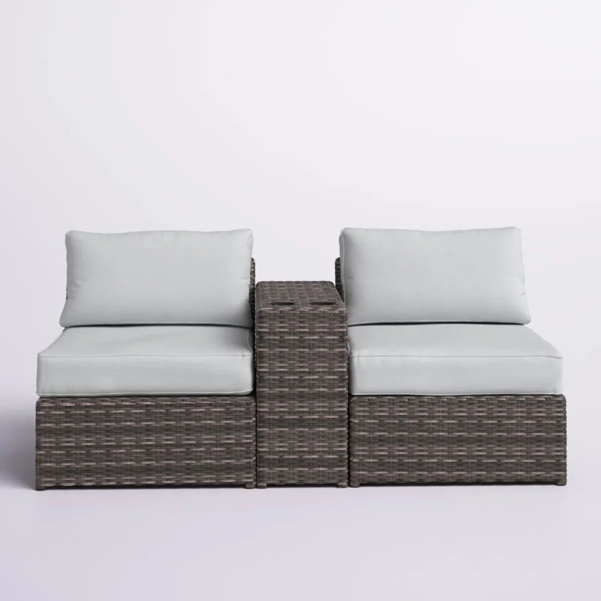 2 Person Wicker Conversation Set With Cushions, Weather Resistant - Furniture Home Direct