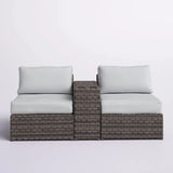 2 Person Wicker Conversation Set With Cushions, Weather Resistant - Furniture Home Direct