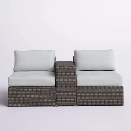 2 Person Wicker Conversation Set With Cushions, Weather Resistant - Furniture Home Direct