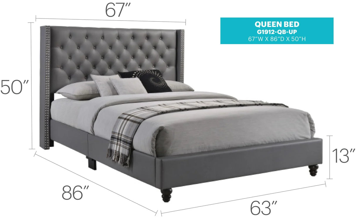 Nailhead Bed Transitional Vibrant - Furniture Home Direct