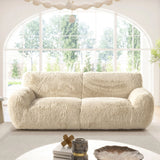 Summit - Faux Sheepskin Overstuffed Sofa - Cream Beige - Furniture Home Direct