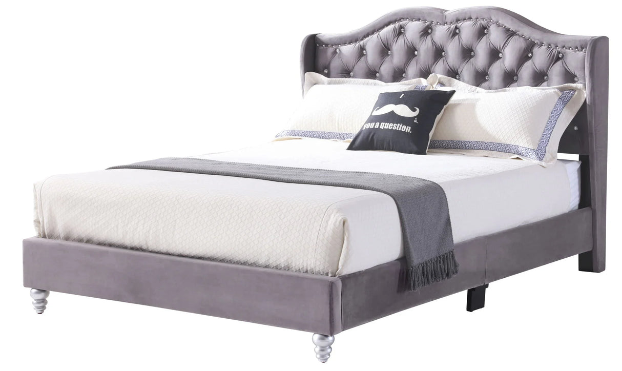Upholstered Velvet Bed Transitional - Furniture Home Direct