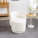 Modern 360 Degree Swivel Back Sofa Chair With Storage Space Boucle, Perfect For Bedroom And Living Room - Beige - Furniture Home Direct