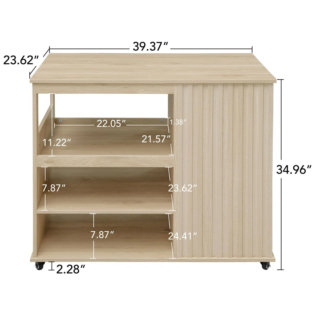 Kitchen Island Cart, Rolling Serving Utility Trolley Cart Modern Kitchen Island With Storage Drawer Wine Rack Lockable Casters, Kitchen Cart For Kitchen, Dining Room, Bar Living Room - Natural - Furniture Home Direct