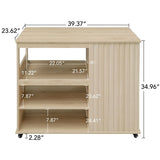 Kitchen Island Cart, Rolling Serving Utility Trolley Cart Modern Kitchen Island With Storage Drawer Wine Rack Lockable Casters, Kitchen Cart For Kitchen, Dining Room, Bar Living Room - Natural - Furniture Home Direct